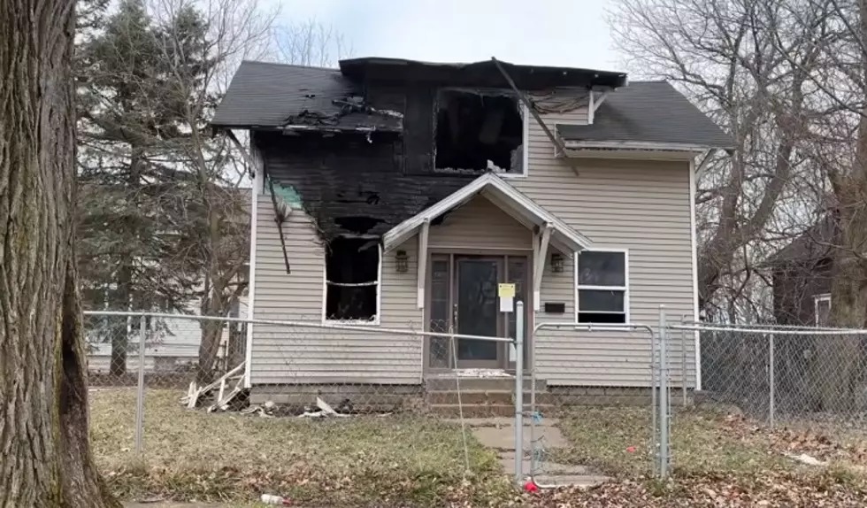 Fire-damaged abandoned home in Benton Harbor